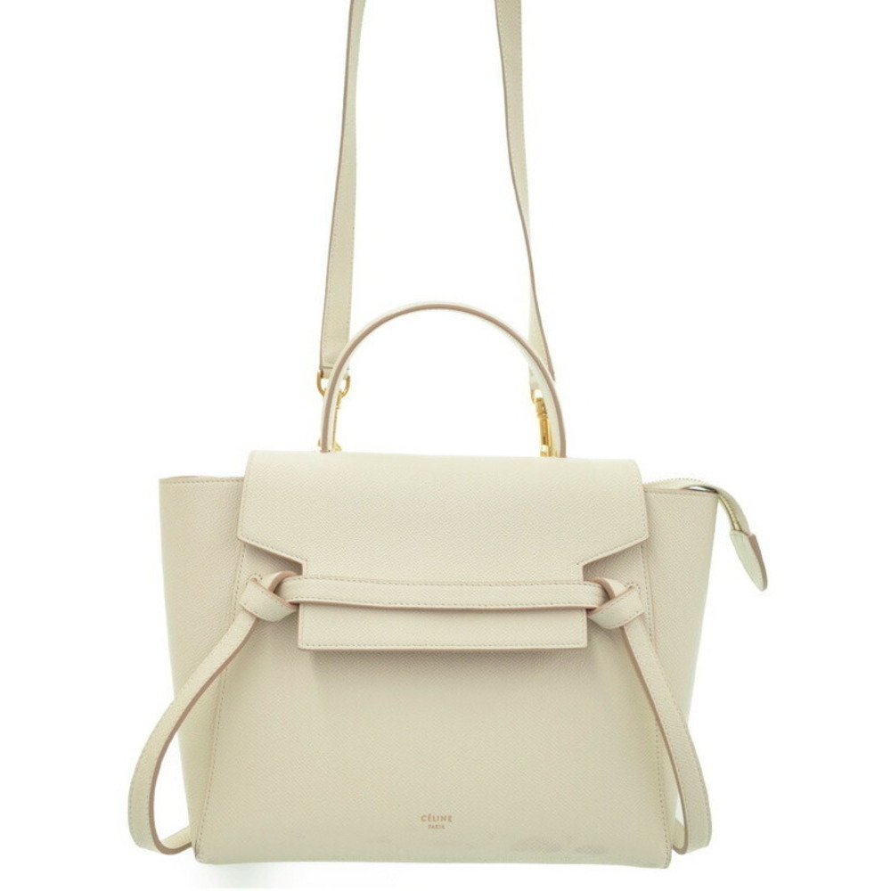 Celine Belt Bag 2WAY grained calfskin leather White